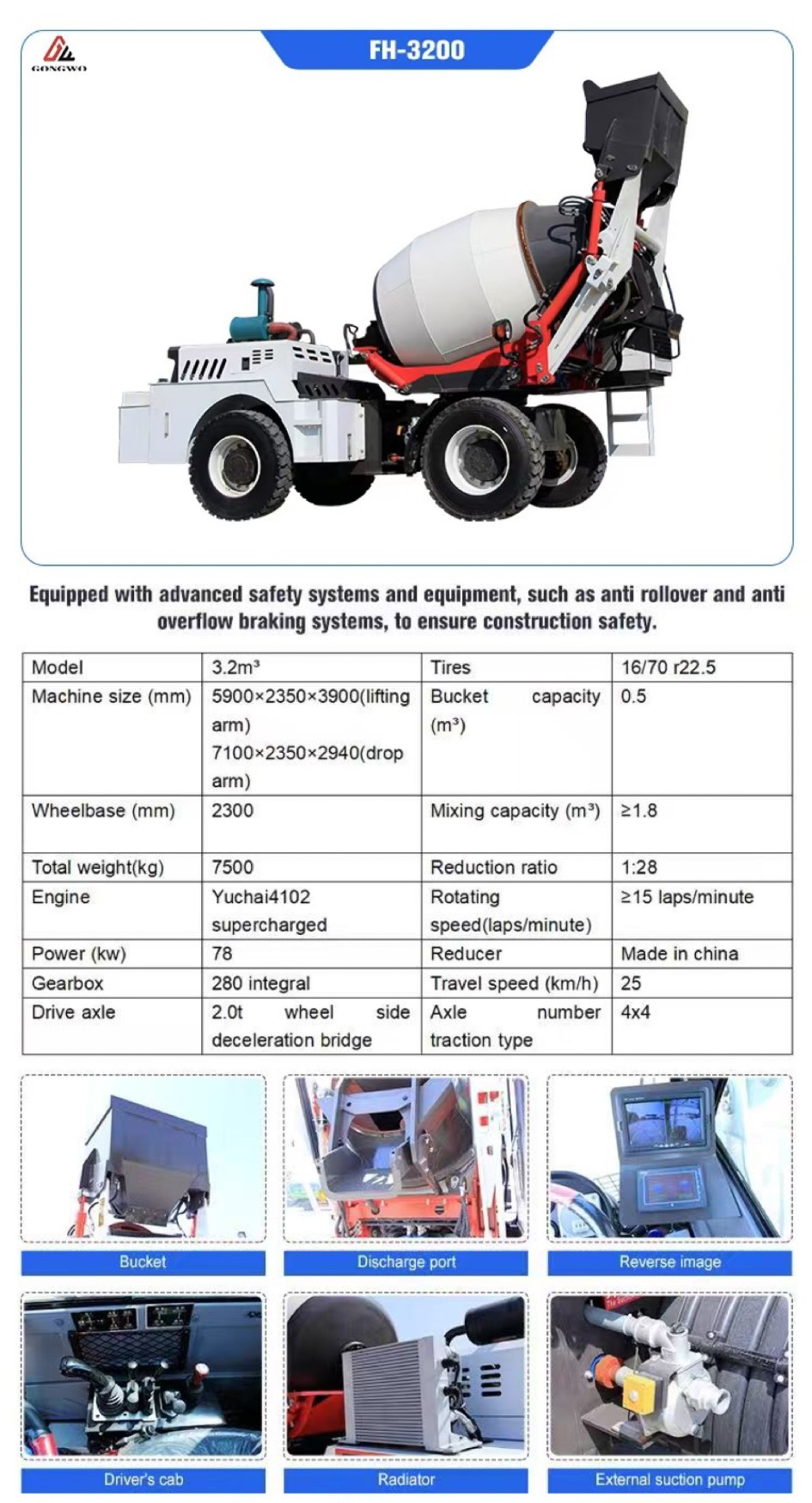 Camión hormigonera de 3,2 m³